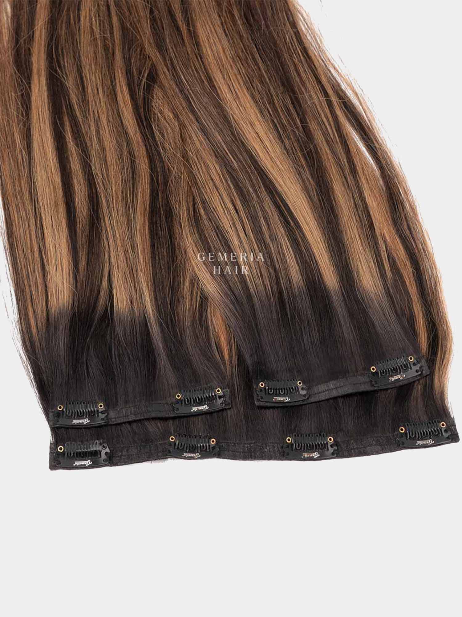 Chocolate Brown Balayage | Seamless | 3 Piece Set Clip-In Hair Volumizer