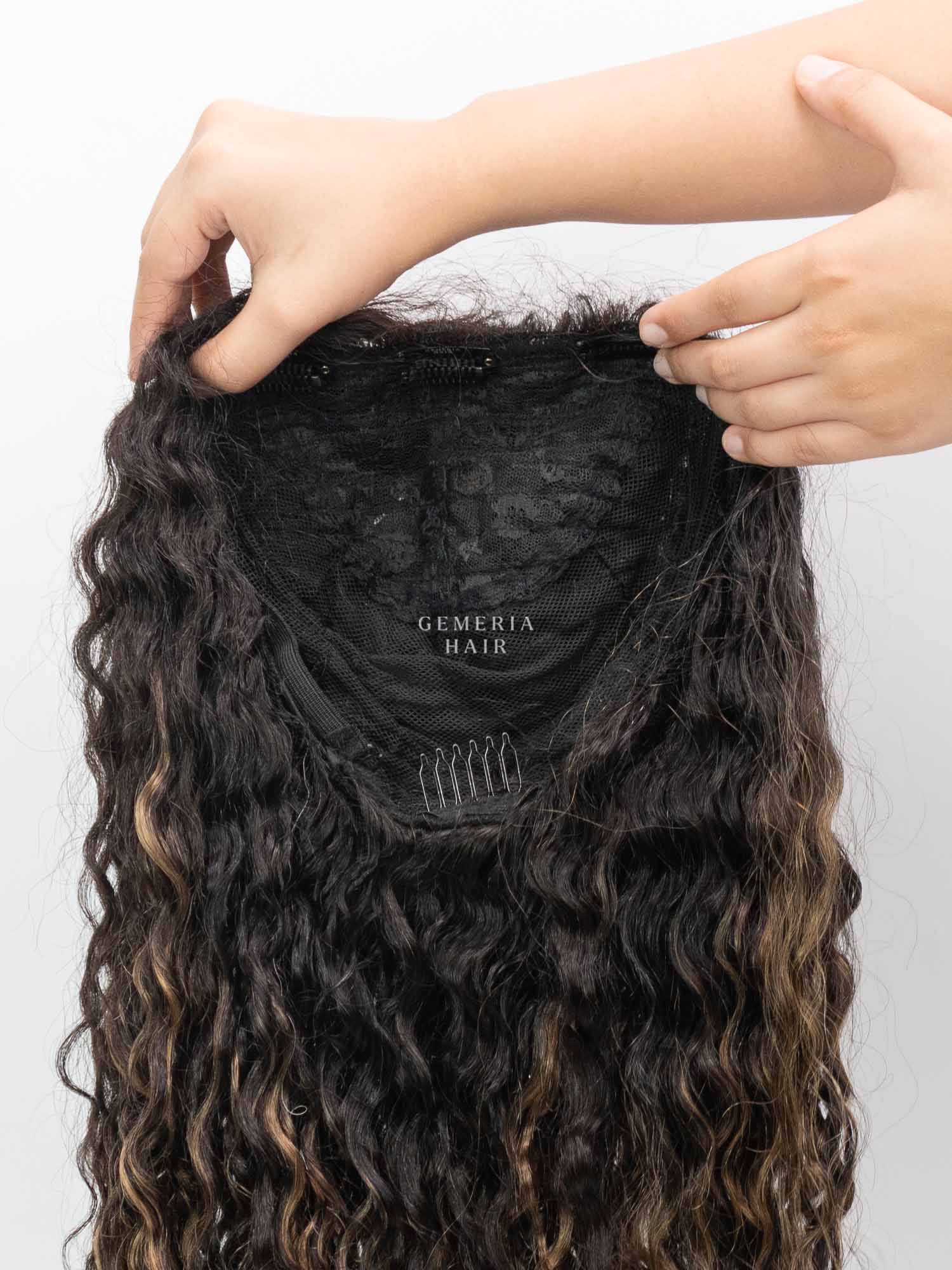 Light Ash Brown Balayage | Deep Curly Half Head Wig