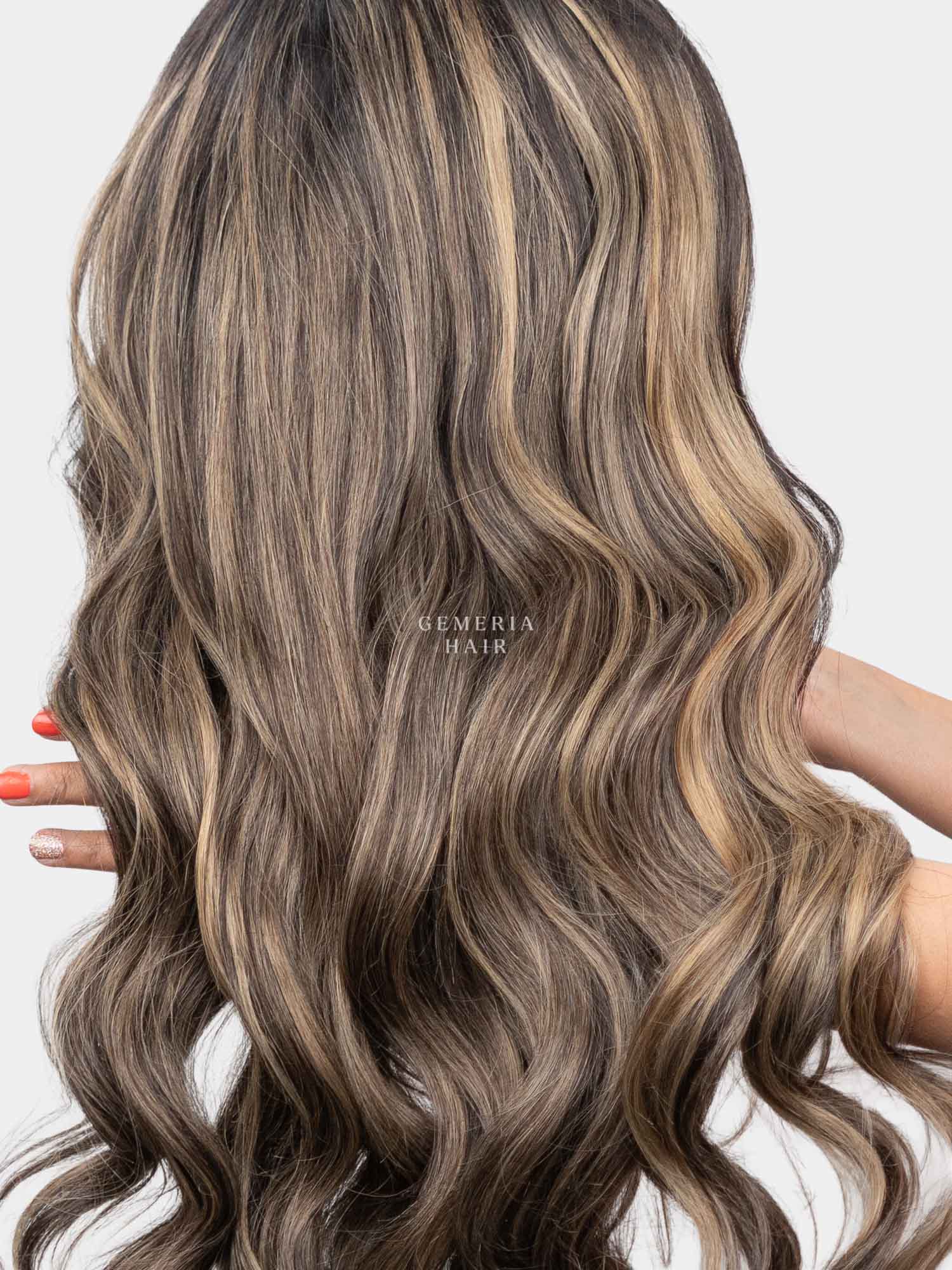 Light Ash Brown Balayage Half Head Wig Clip Hair Wig For Women