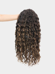 Light Ash Brown Balayage | Deep Curly Half Head Wig