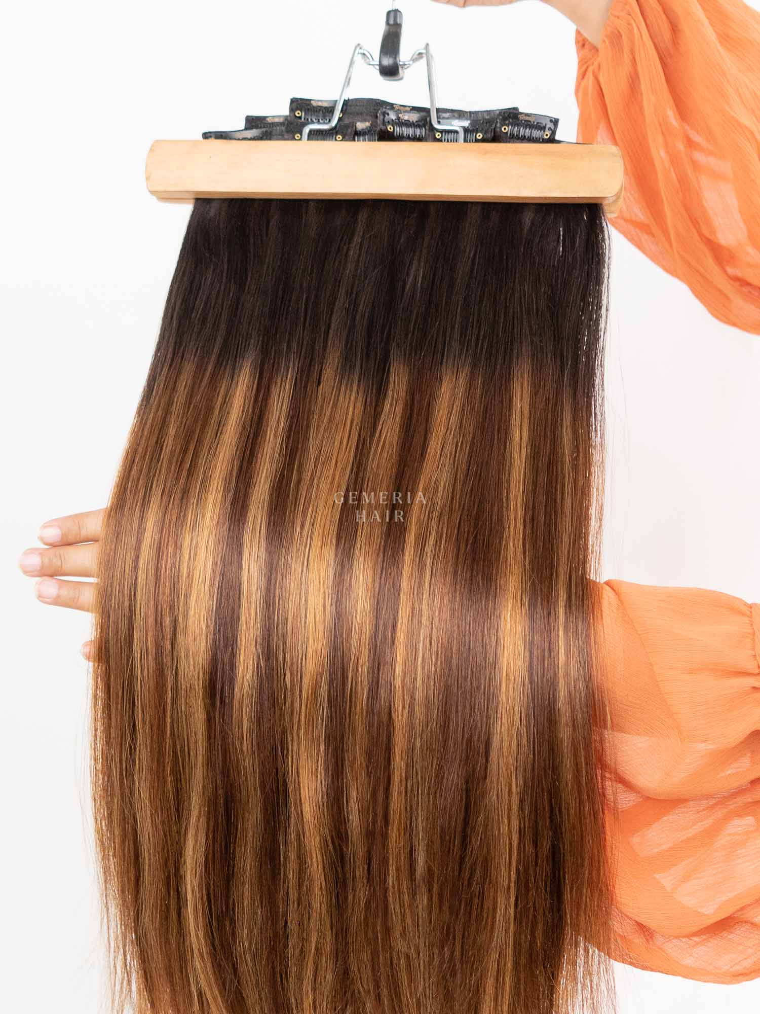 Golden Brown Balayage | Seamless | 7 Set Clip-In Hair Extensions