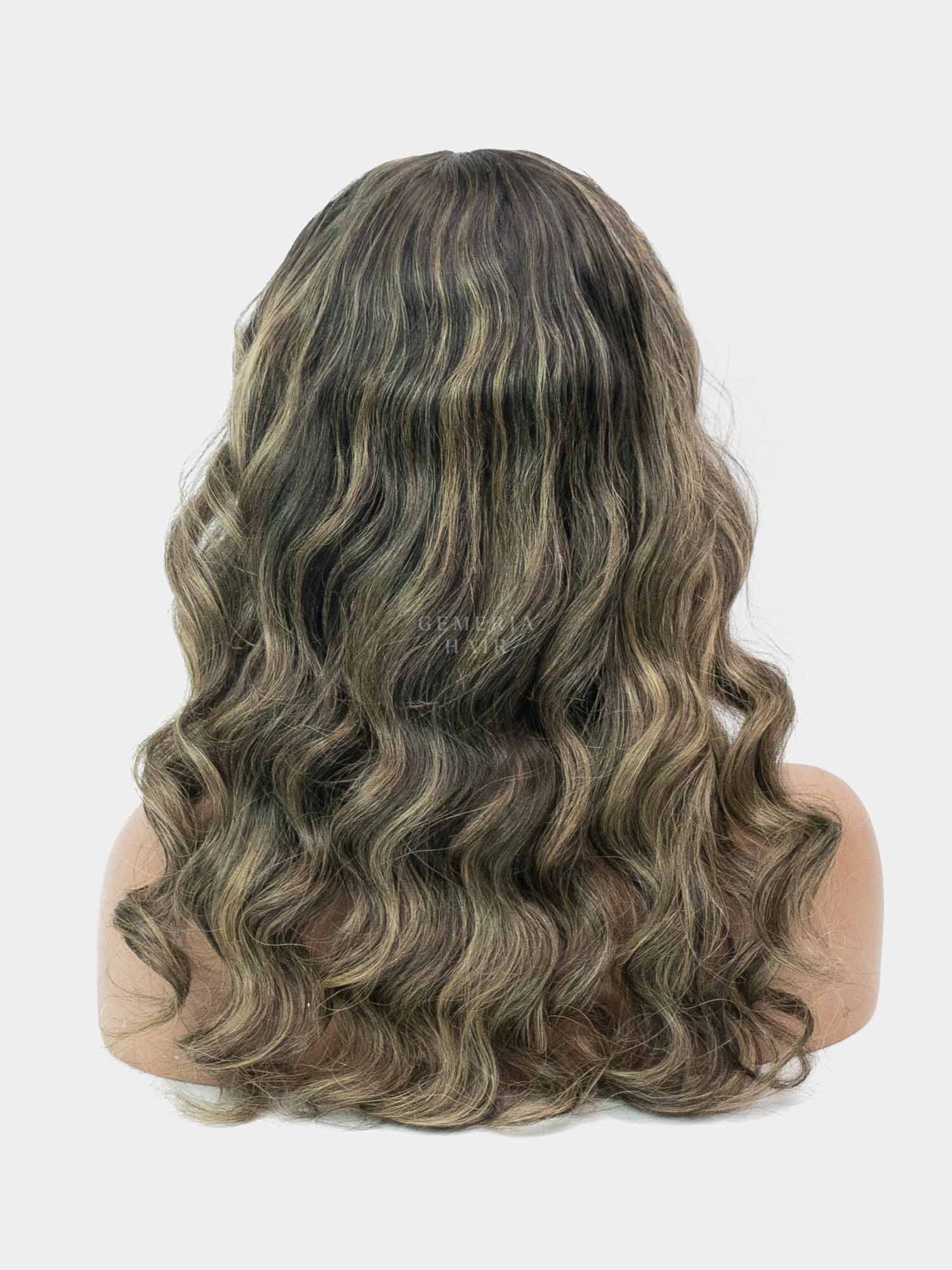 Light Ash Brown Balayage V-Shaped Wig for Women 100% Human Hair