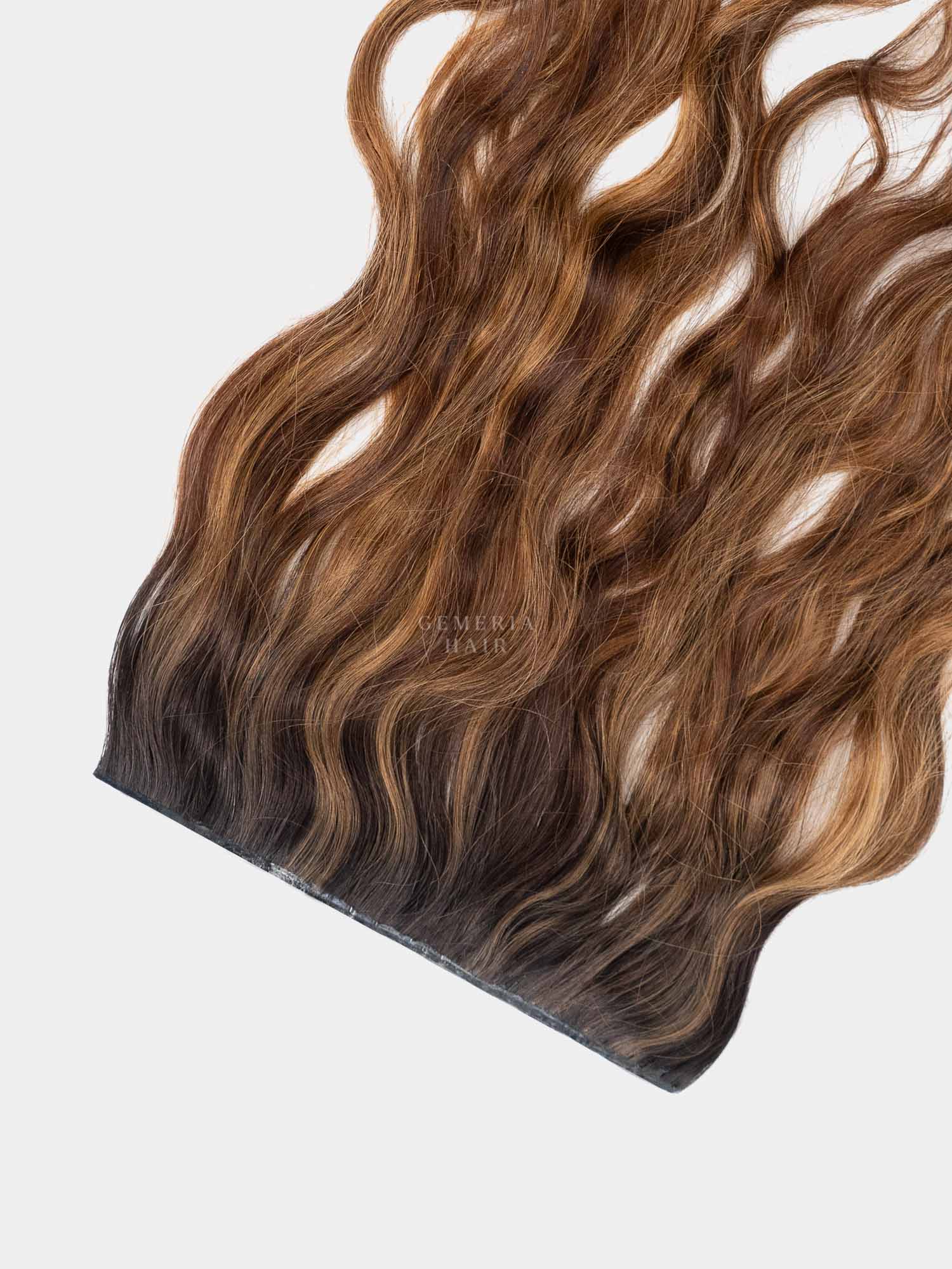 Golden Brown Balayage | Seamless | 1 Piece Clip-In Hair Volumizer