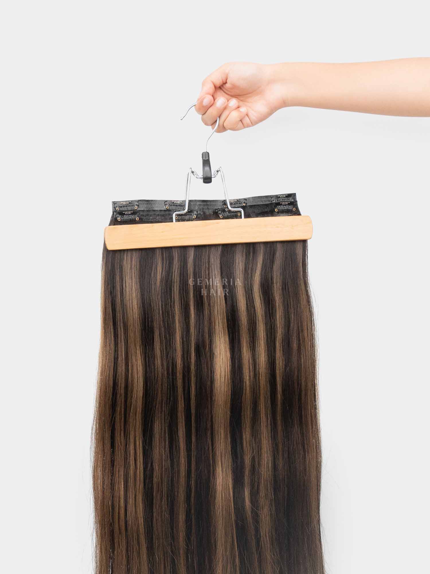 Ash Brown Balayage | Seamless | 3 Piece Set Clip-In Hair Volumizer