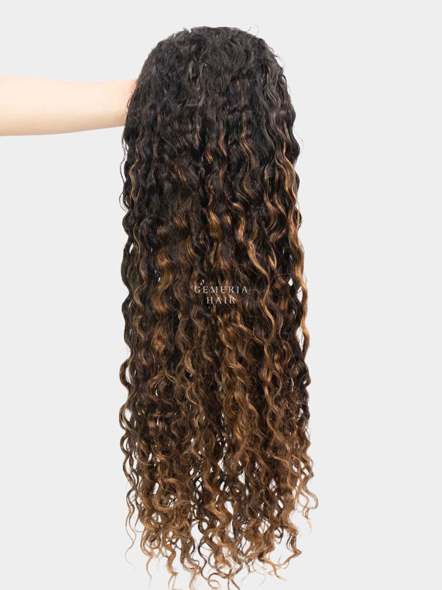Caramel Brown Balayage | Deep Curly Half Head&#174; Wig