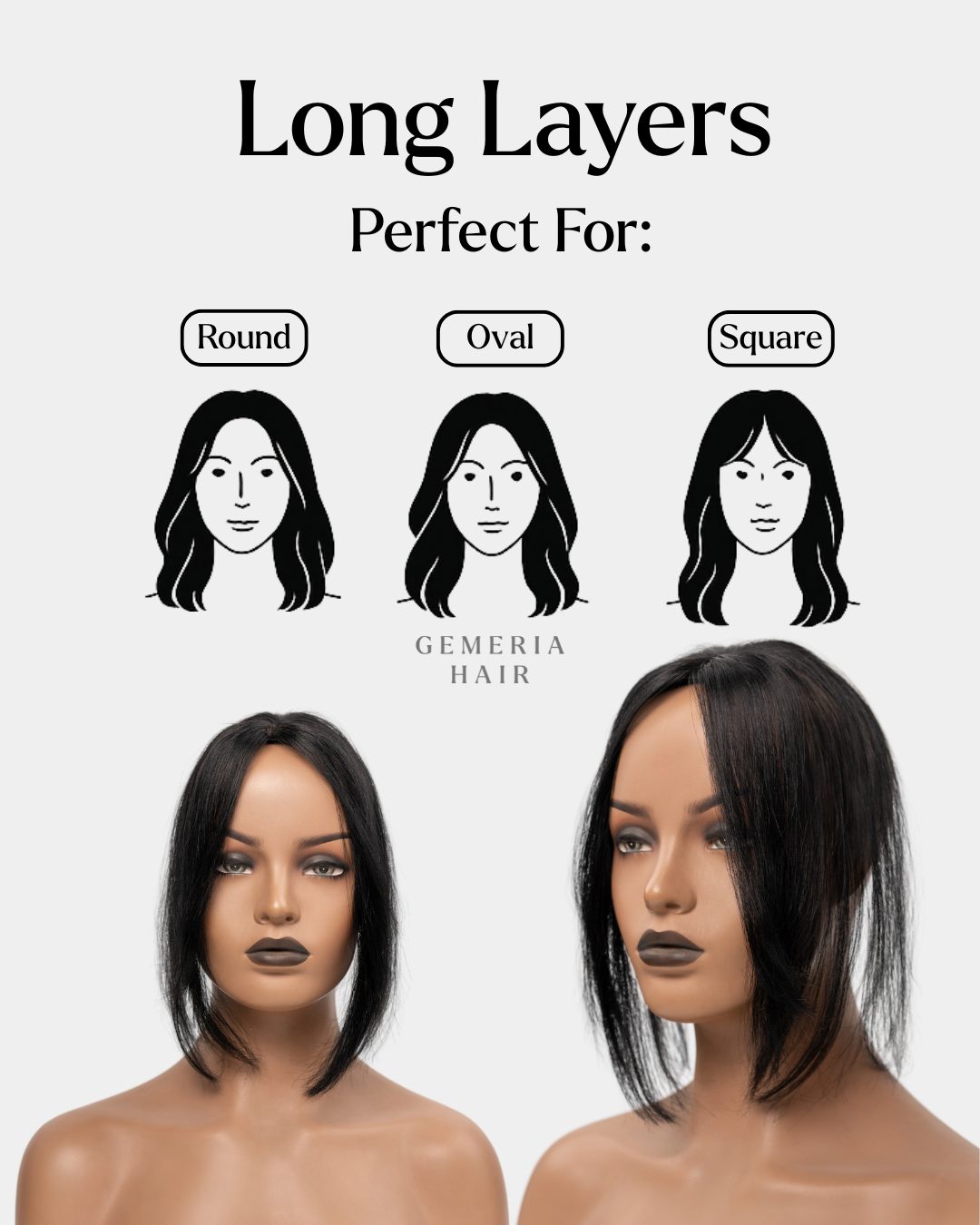 Long layered bangs mini topper for women, showcasing natural look