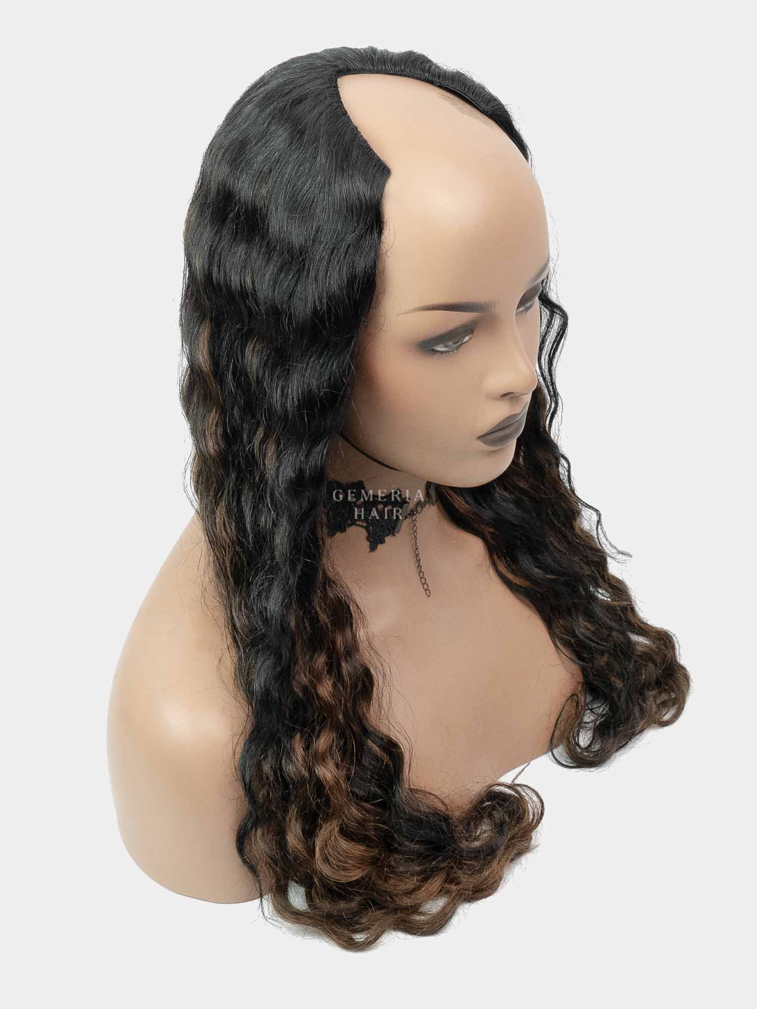 V-Part Wig | Deep Curly | Dark Brown Balayage | V-Shaped Wig