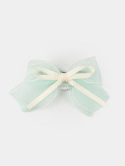 Pearl-Laced Vintage French Bow Barrette | Hair Bow Clips
