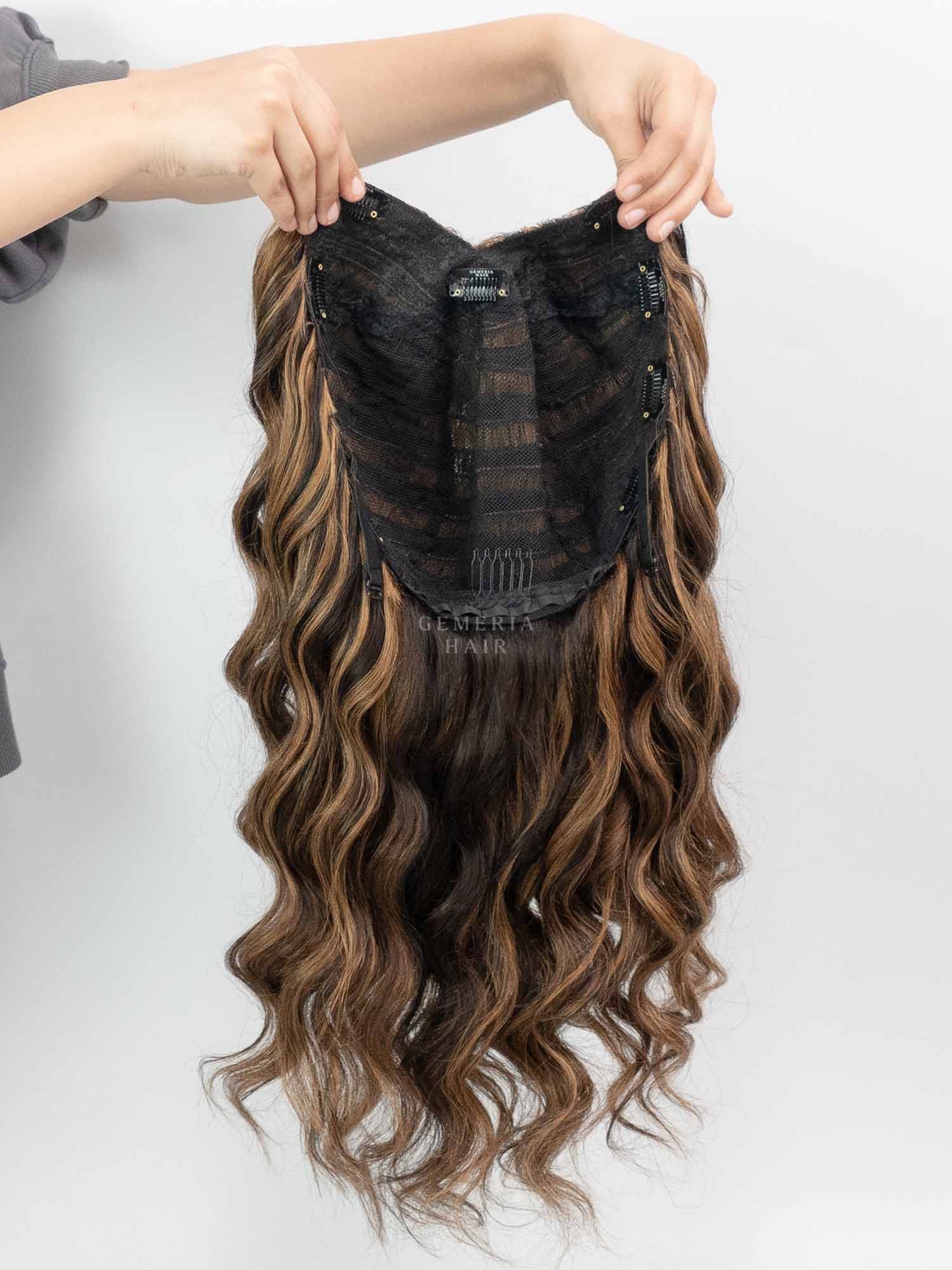 Caramel Brown Balayage | V-Part Wig | V-Shaped Wig