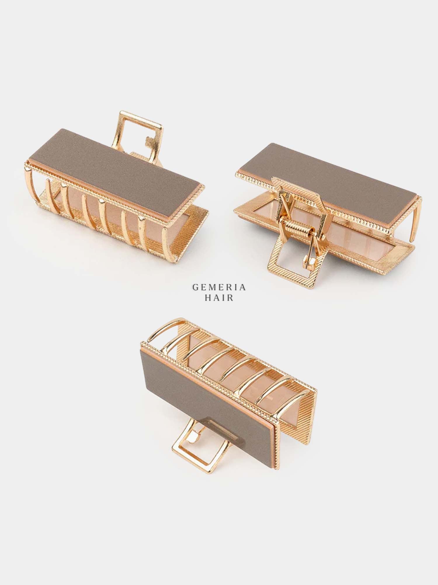 Retro Solid Metal Rectangular Hair Claw Clip | Medium Size