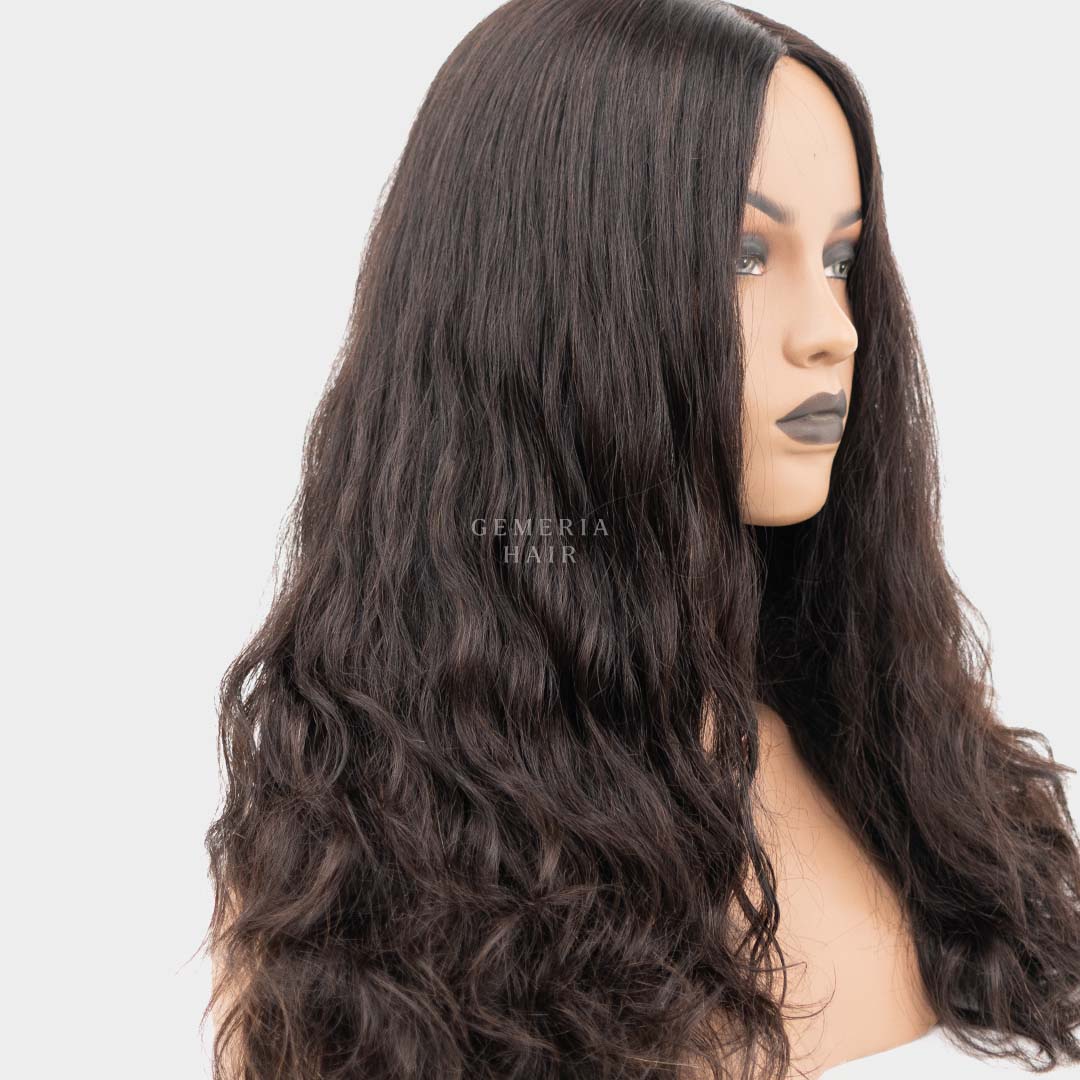 Full Head Wig Silk Base Part Natural Wavy