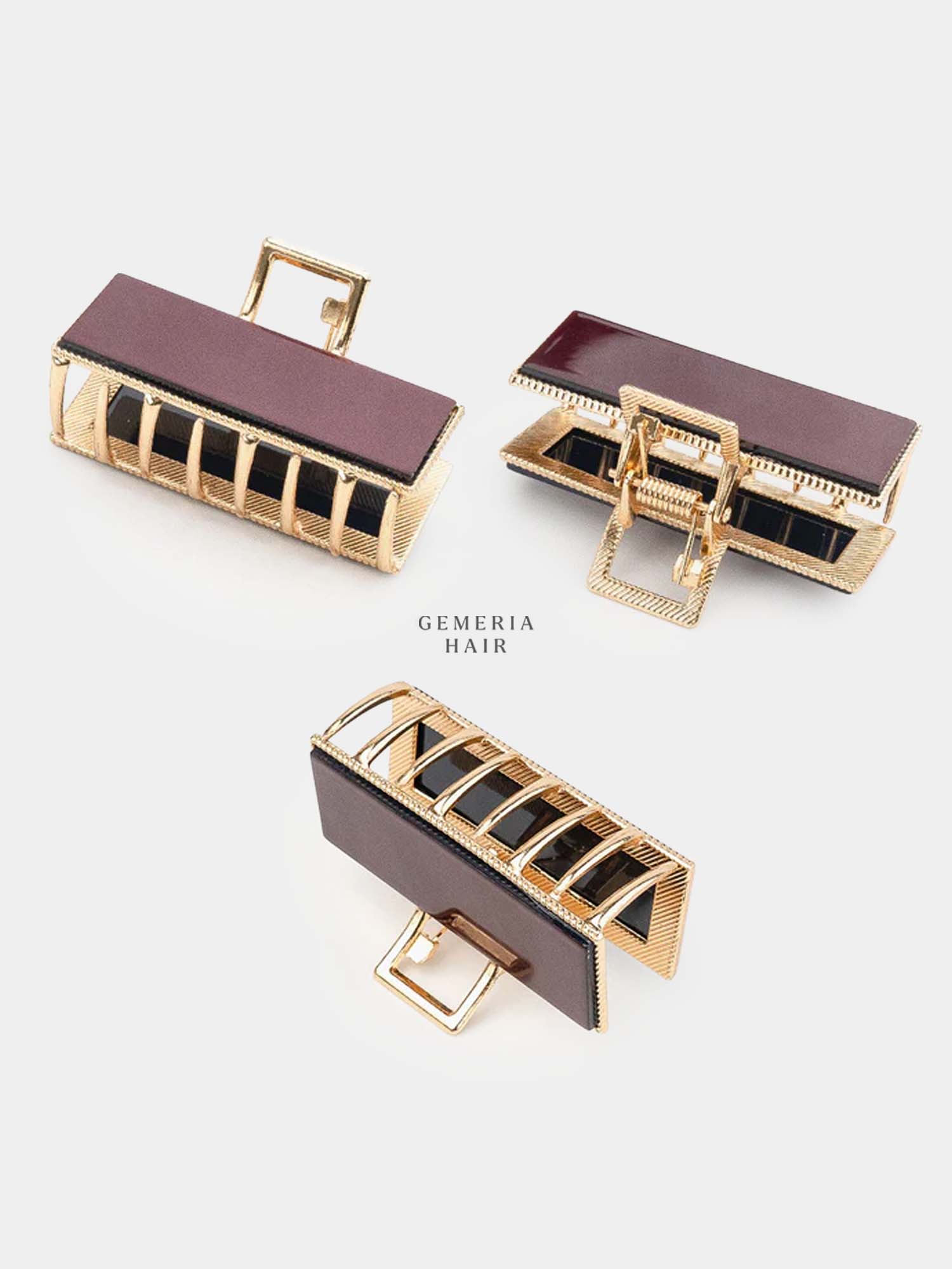Retro Solid Metal Rectangular Hair Claw Clip | Medium Size