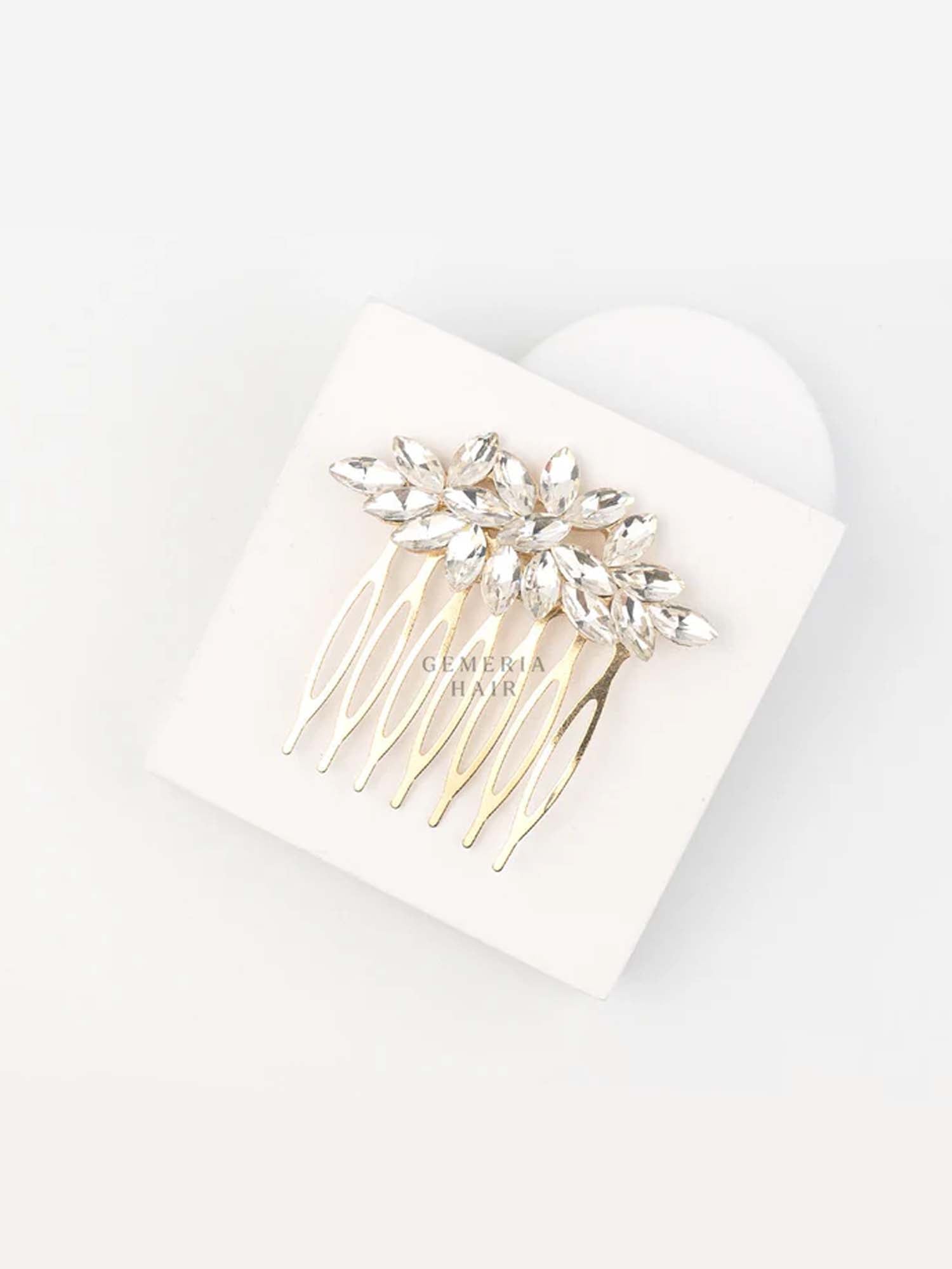 White Opal Crystal Hair Comb For Bun & Braids| Hair Pin