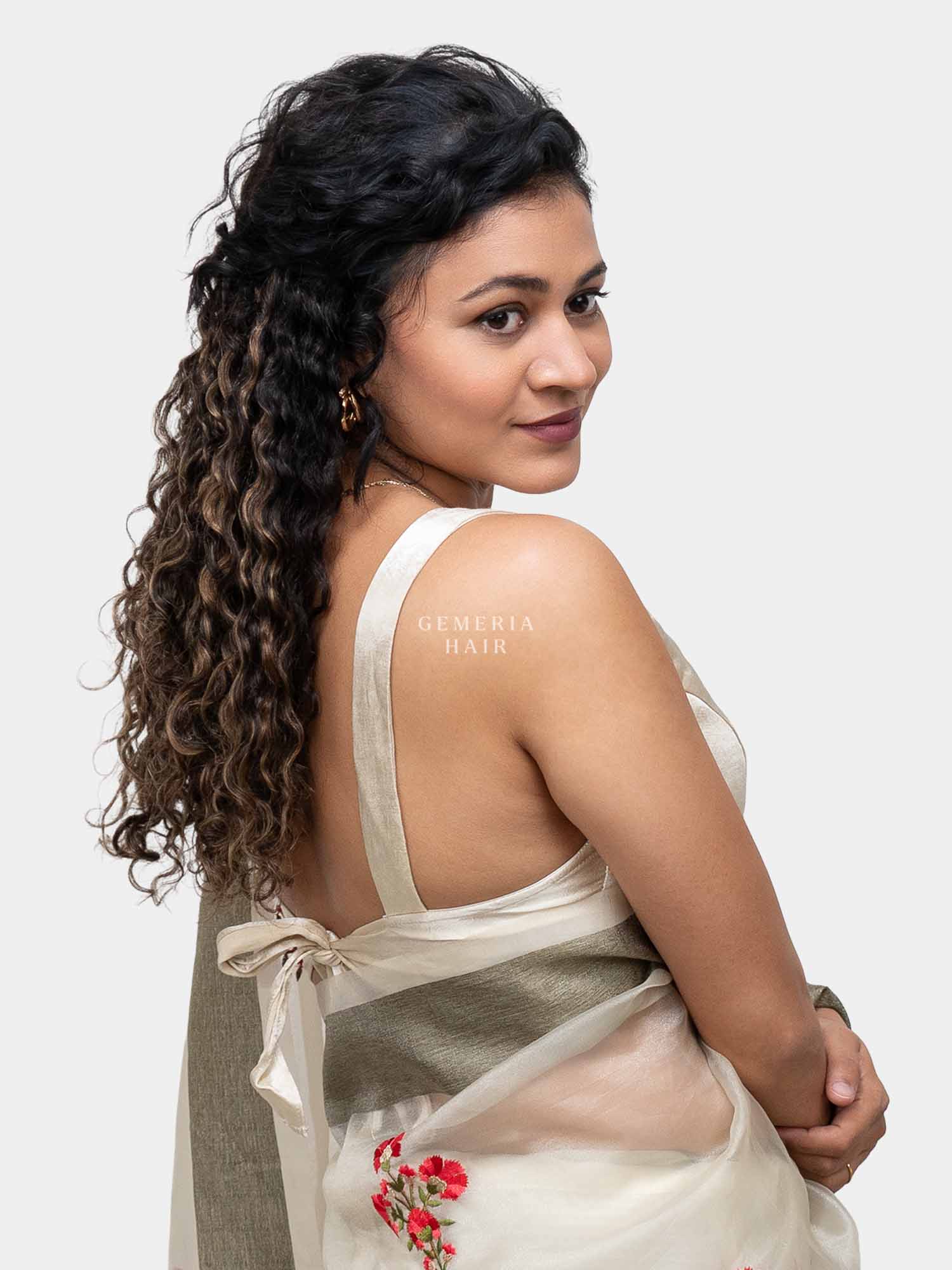 Light Ash Brown Balayage | Deep Curly Half Head Wig