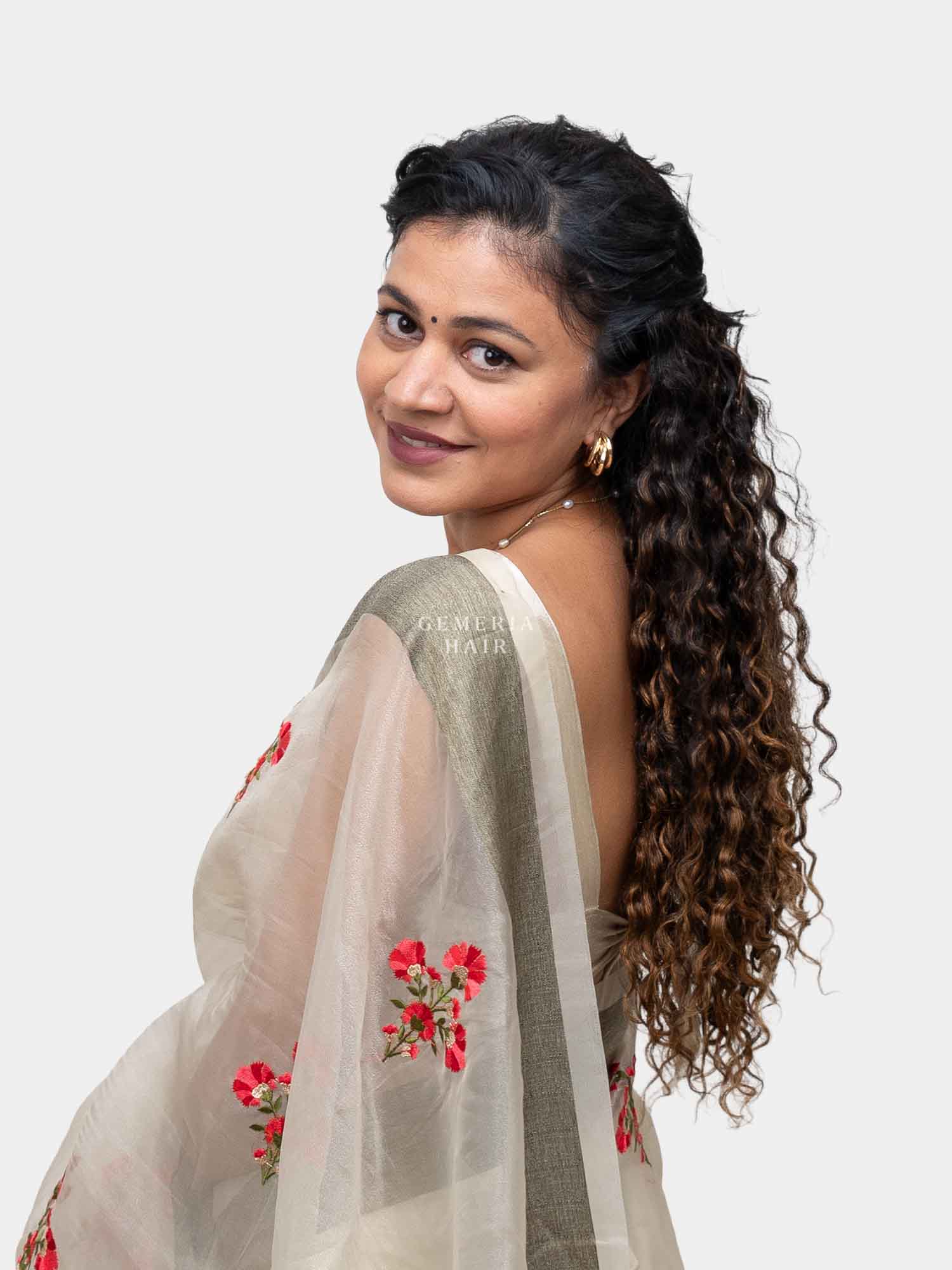 Caramel Brown Balayage | Deep Curly Half Head&#174; Wig
