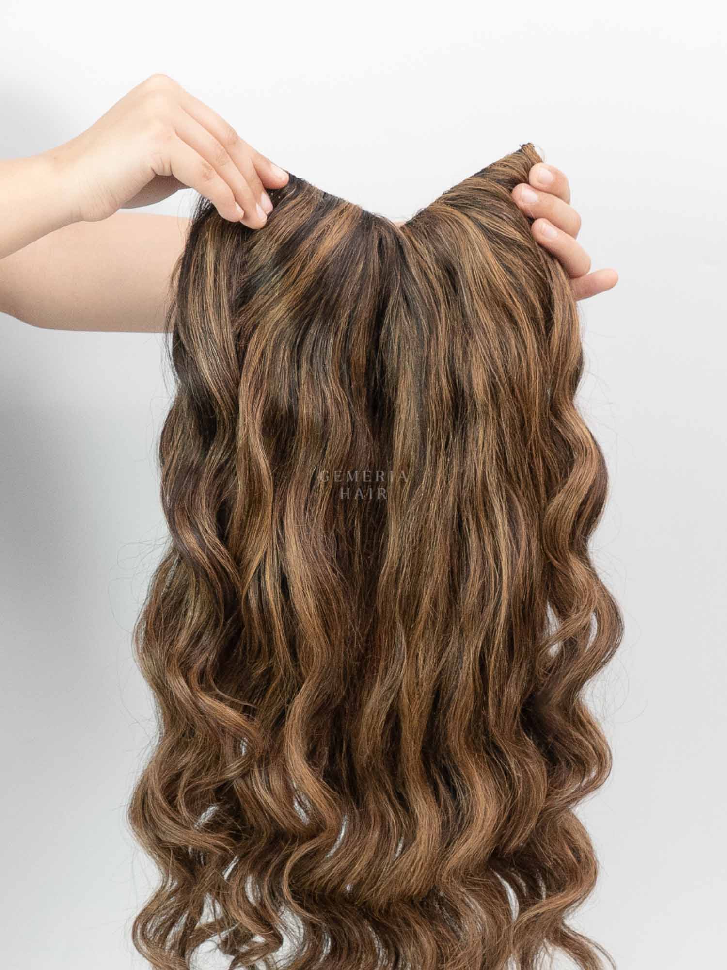 Caramel Brown Balayage | V-Part Wig | V-Shaped Wig