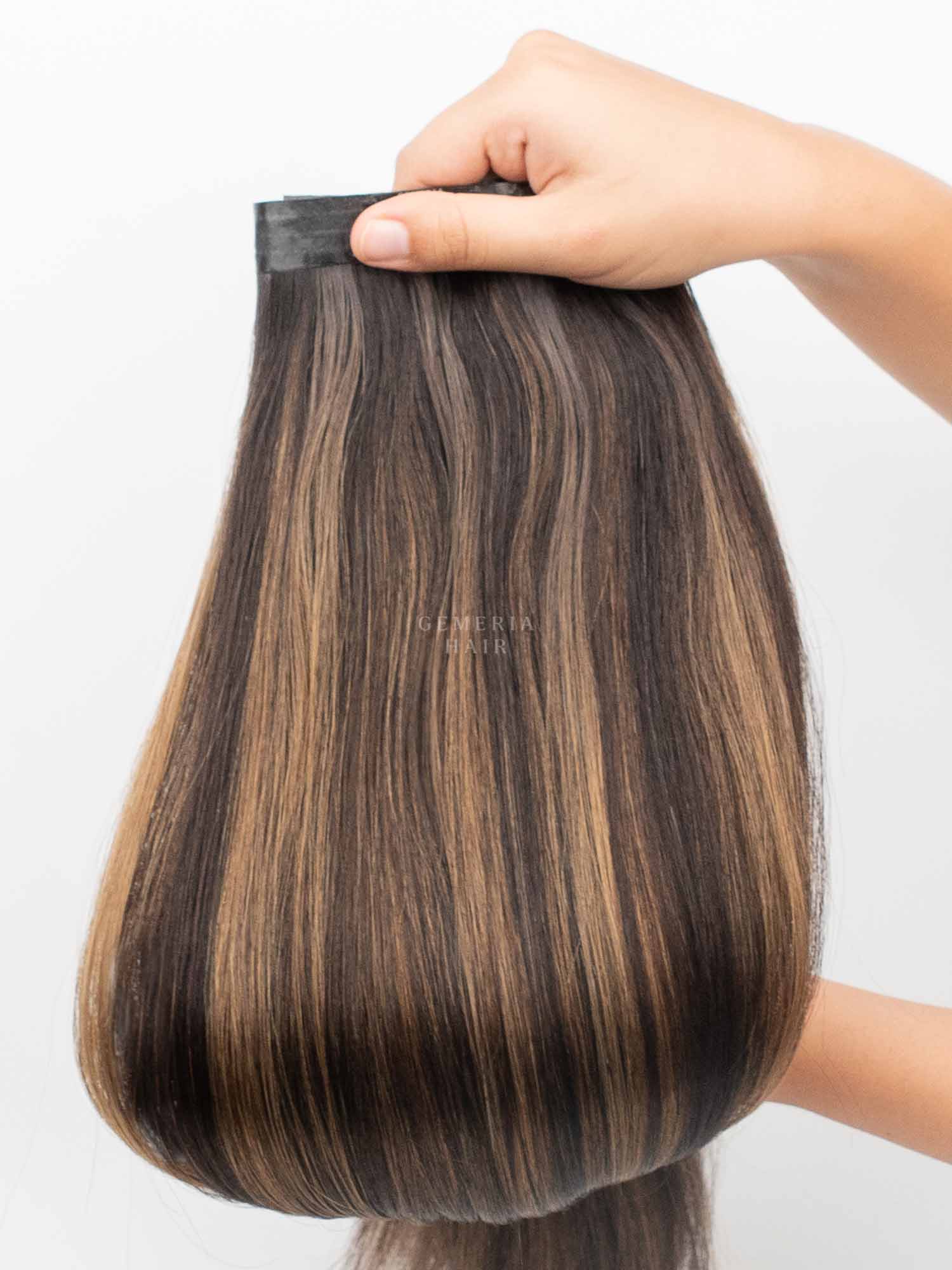 Ash Brown Balayage | Seamless | 3 Piece Set Clip-In Hair Volumizer