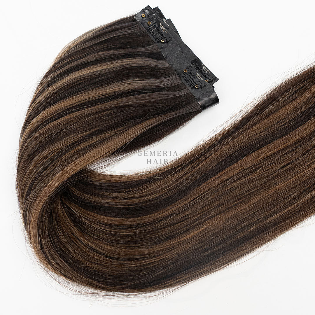 Ash Brown Balayage | Seamless | 3 Piece Set Clip-In Hair Volumizer