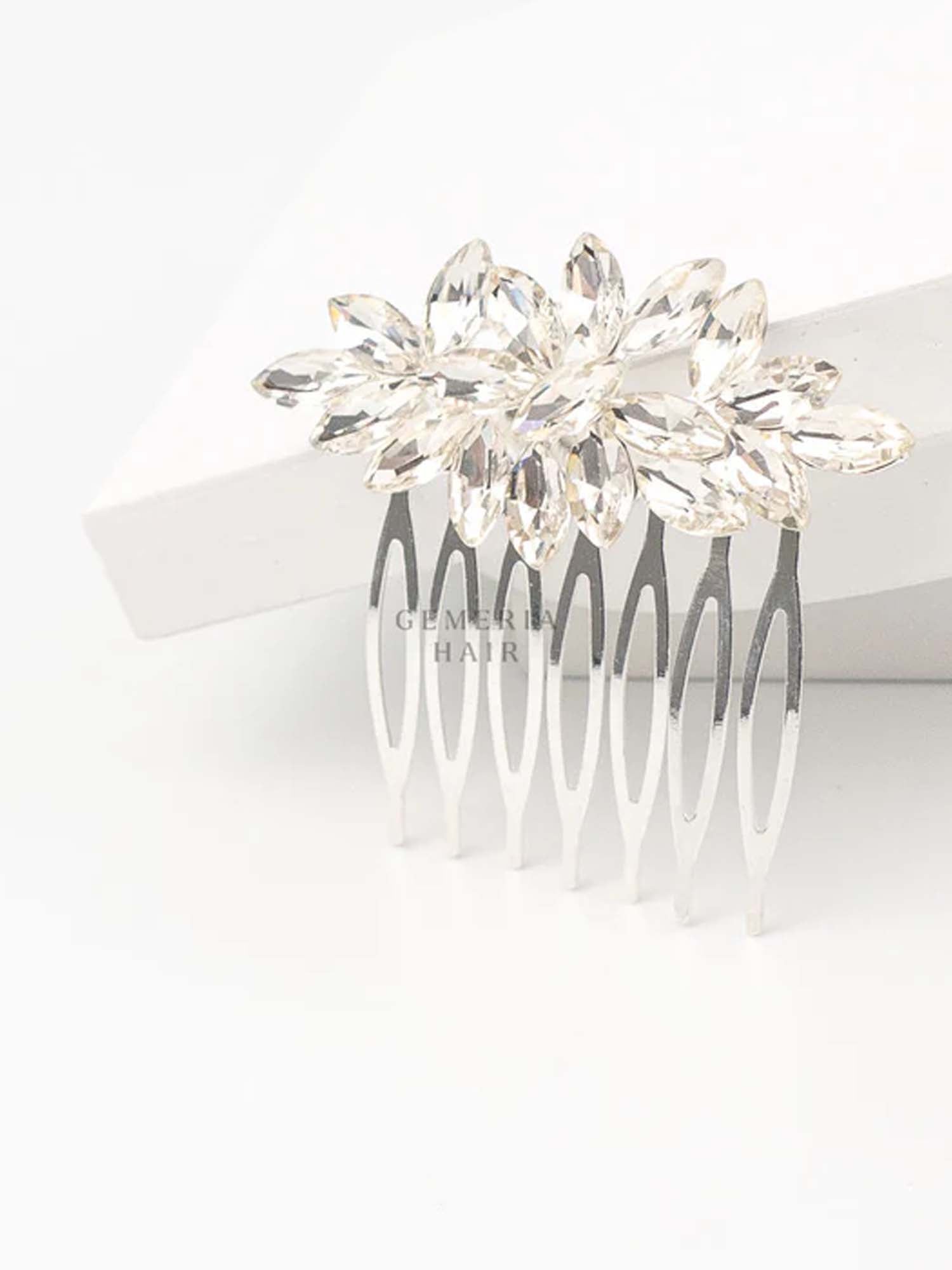 White Opal Crystal Hair Comb For Bun & Braids| Hair Pin