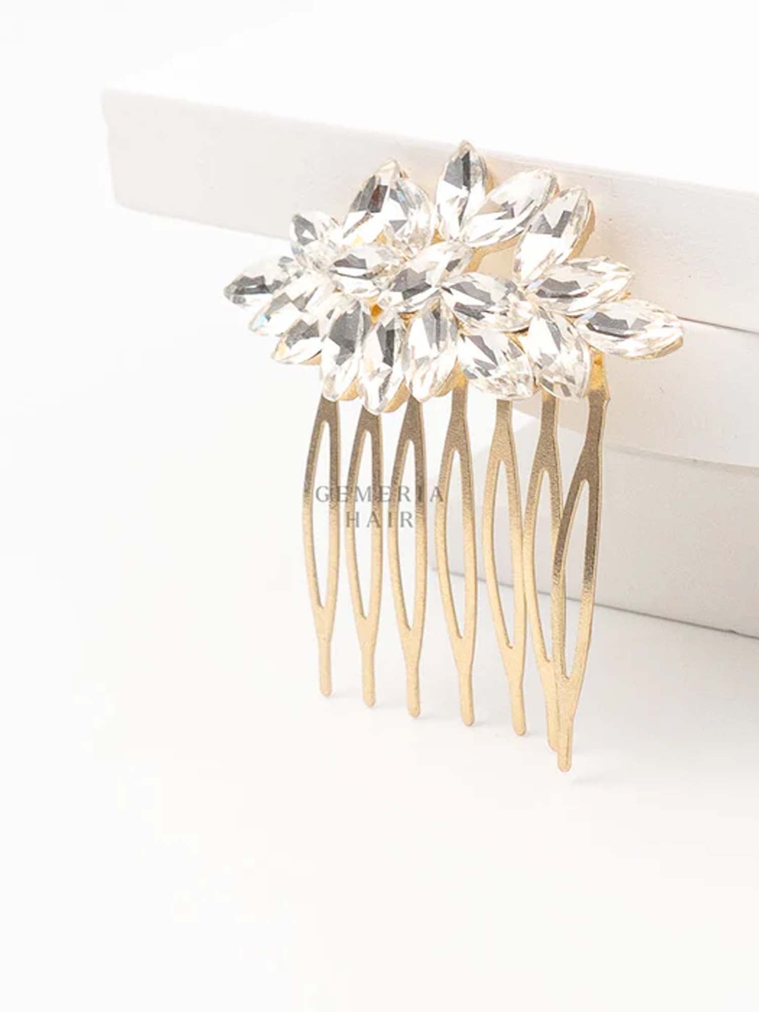 White Opal Crystal Hair Comb For Bun & Braids| Hair Pin