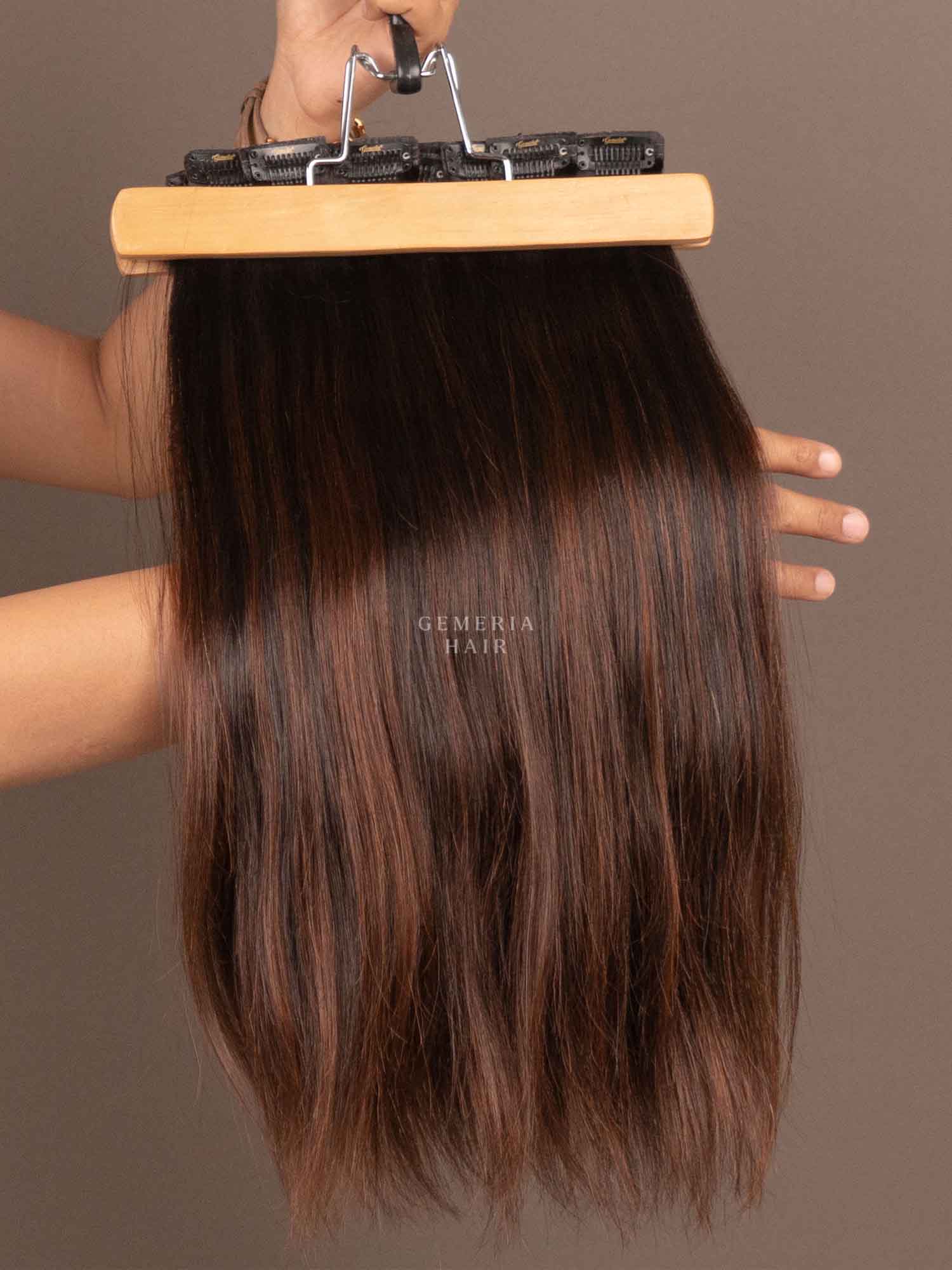 Barrel Brown Balayage | Seamless | 7 Set Clip-In Hair Extensions