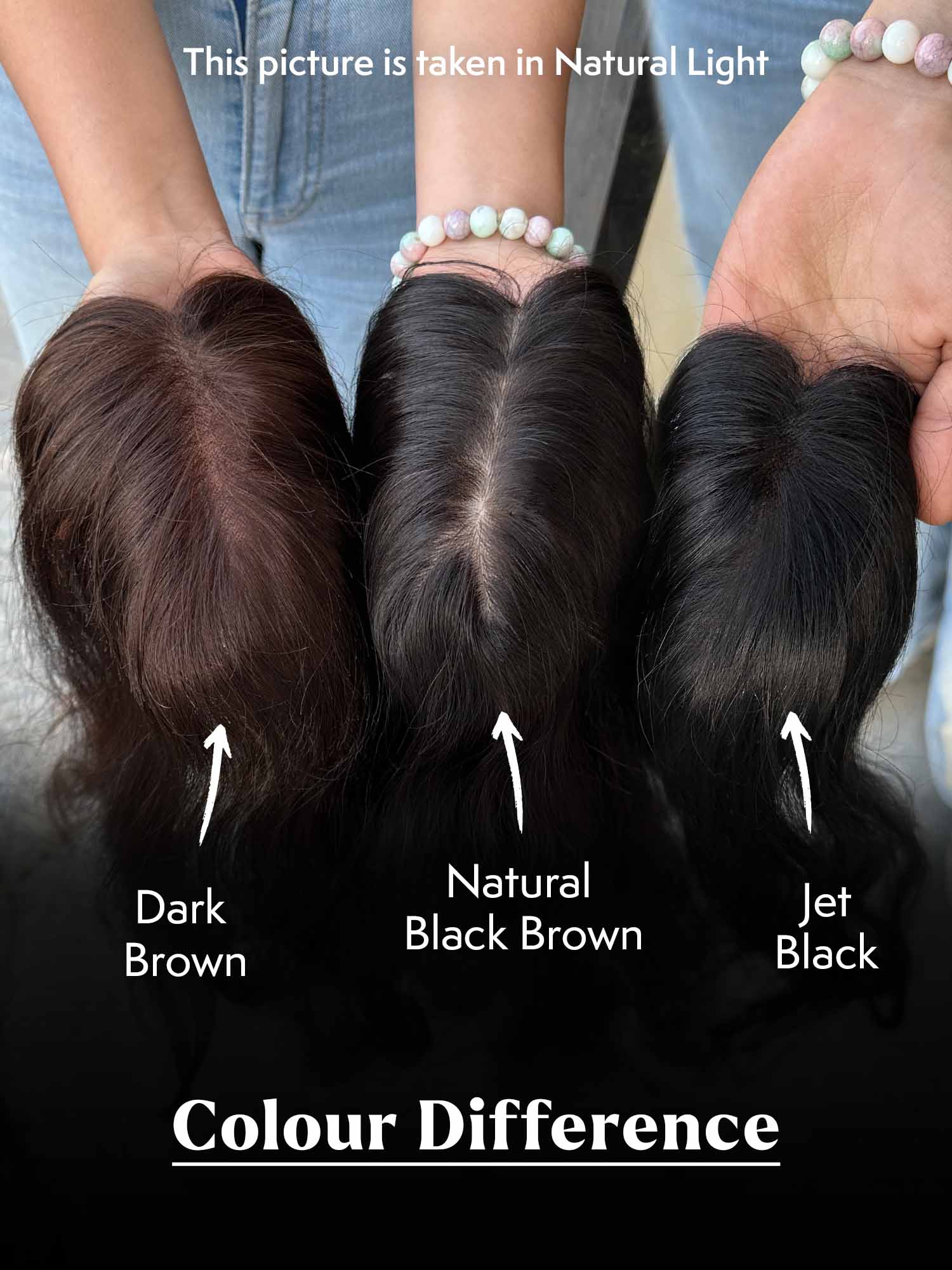 Three shades of Gemeria Hair mini toppers for women