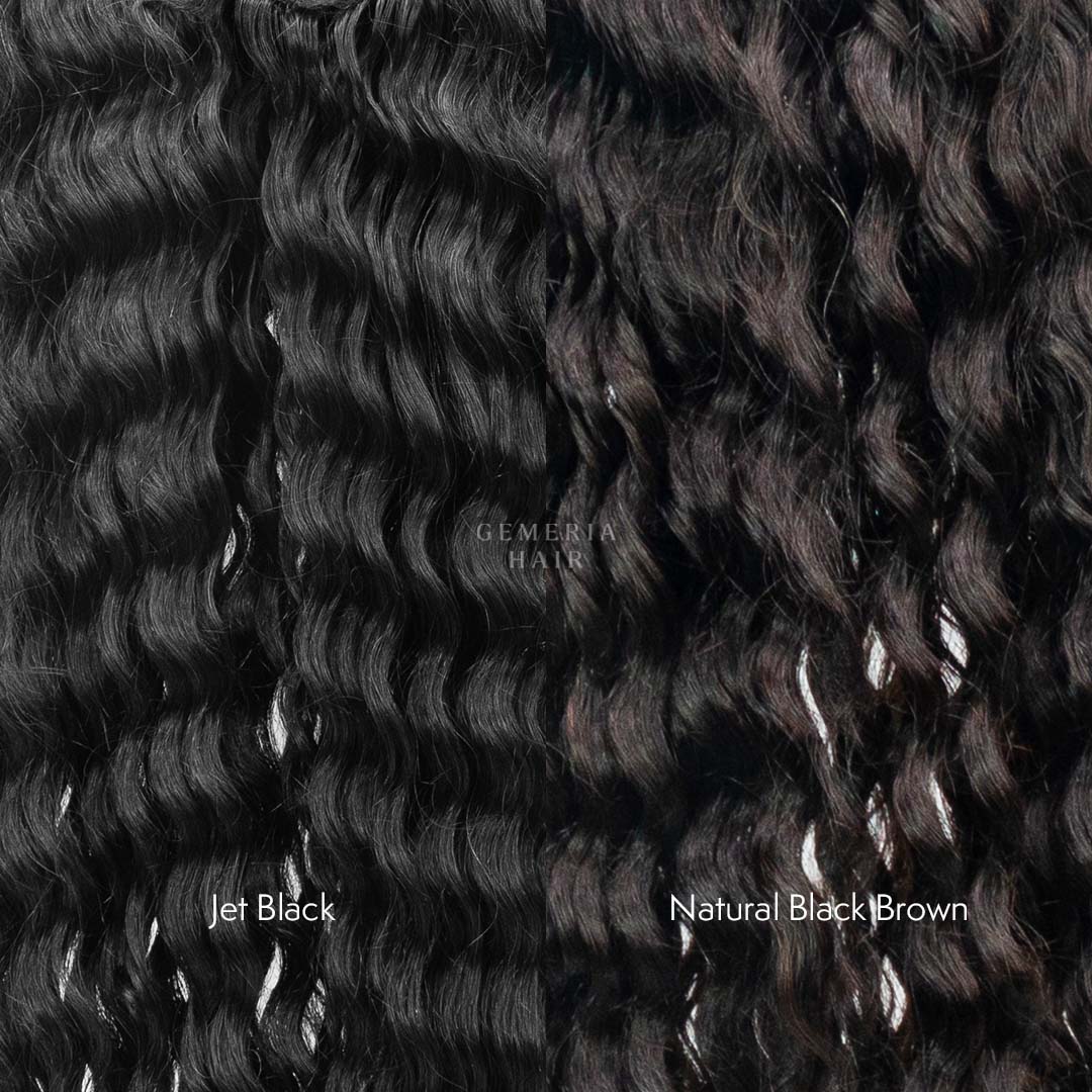 Festival-ready wigs for women from Gemeria Hair: Deep Curly Half Head with traditional styling