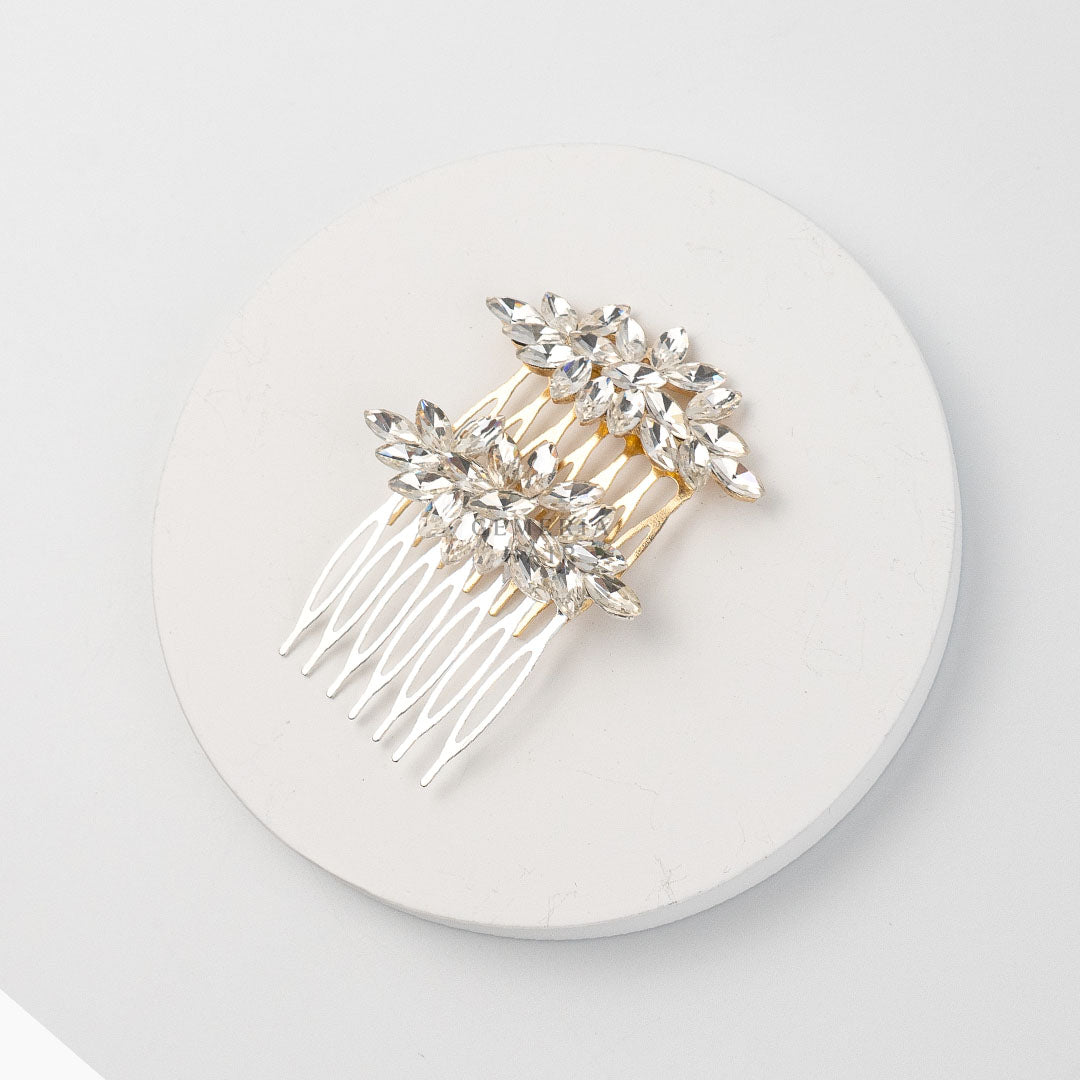 White Opal Crystal Hair Comb For Bun & Braids| Hair Pin