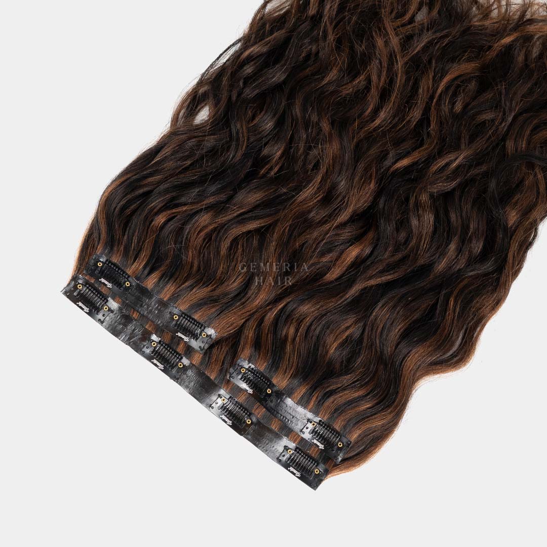 Dark Brown Balayage Seamless 3 Piece Set Clip In Hair Volumizer