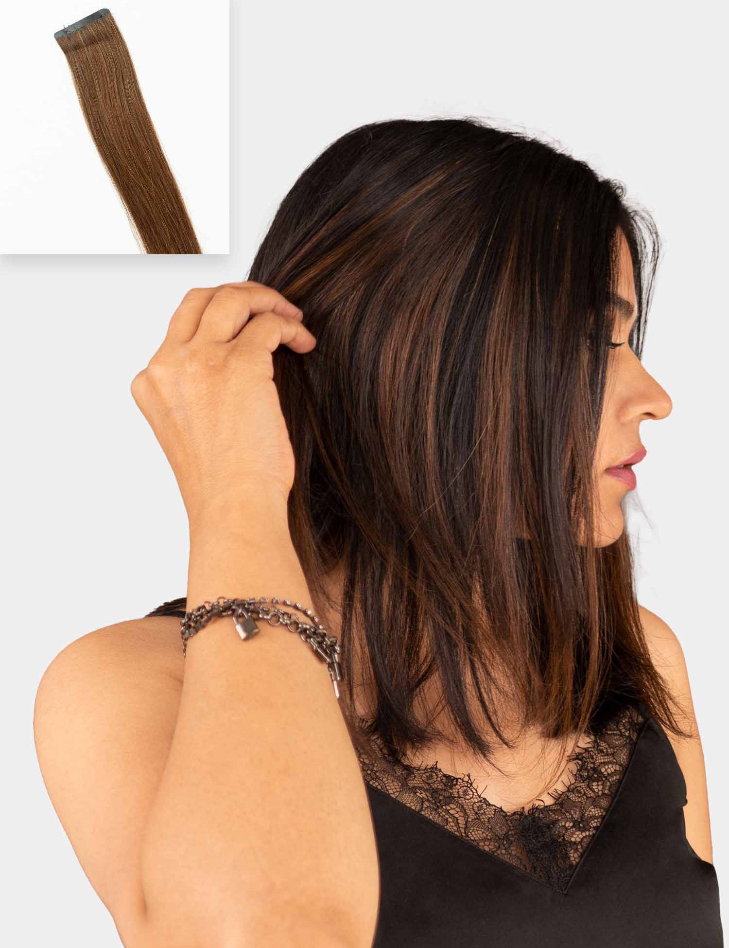 Copper brown single clip highlights