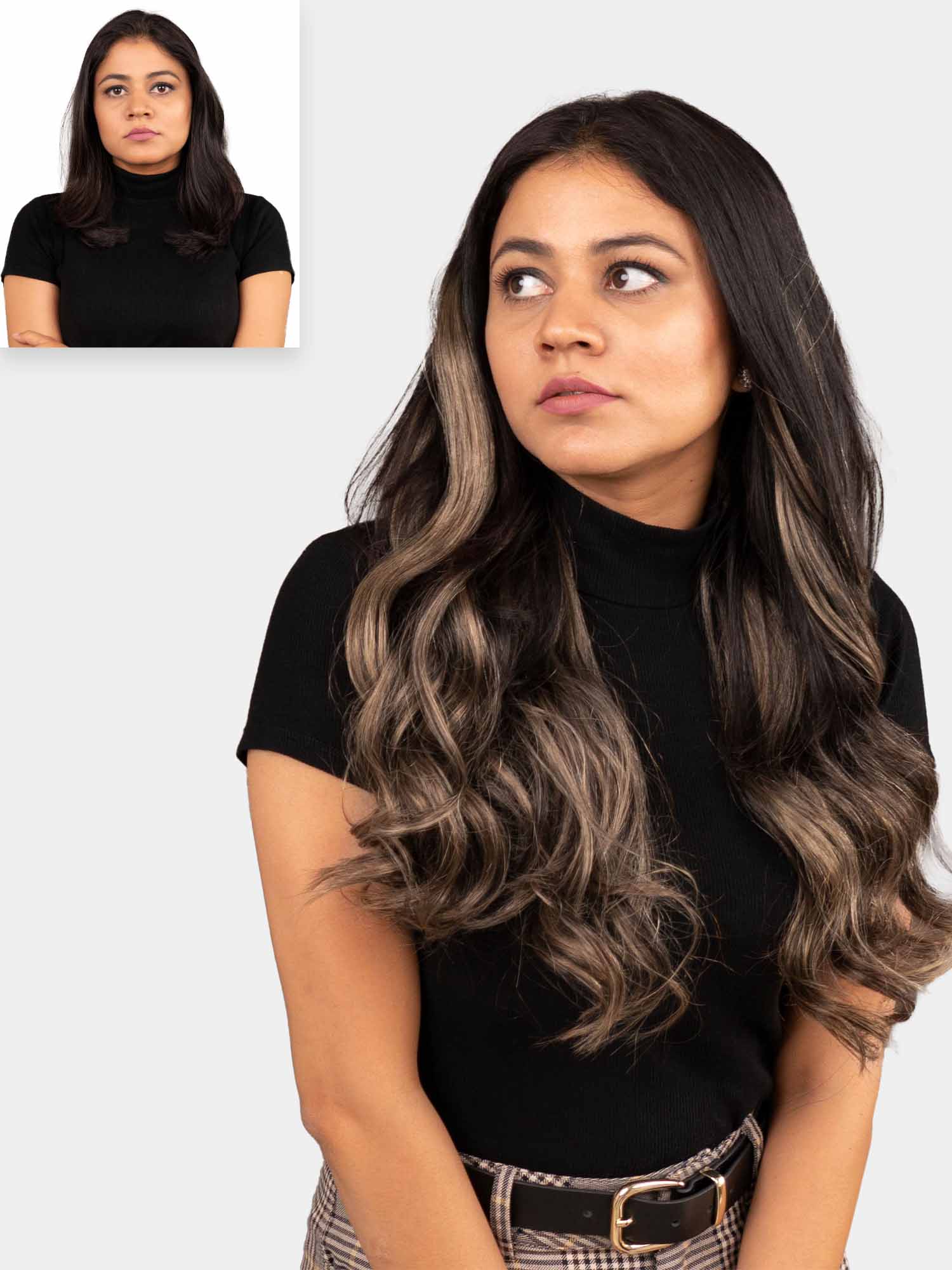 Seamless Light Ash Brown Balayage Set Clip-In-Extensions