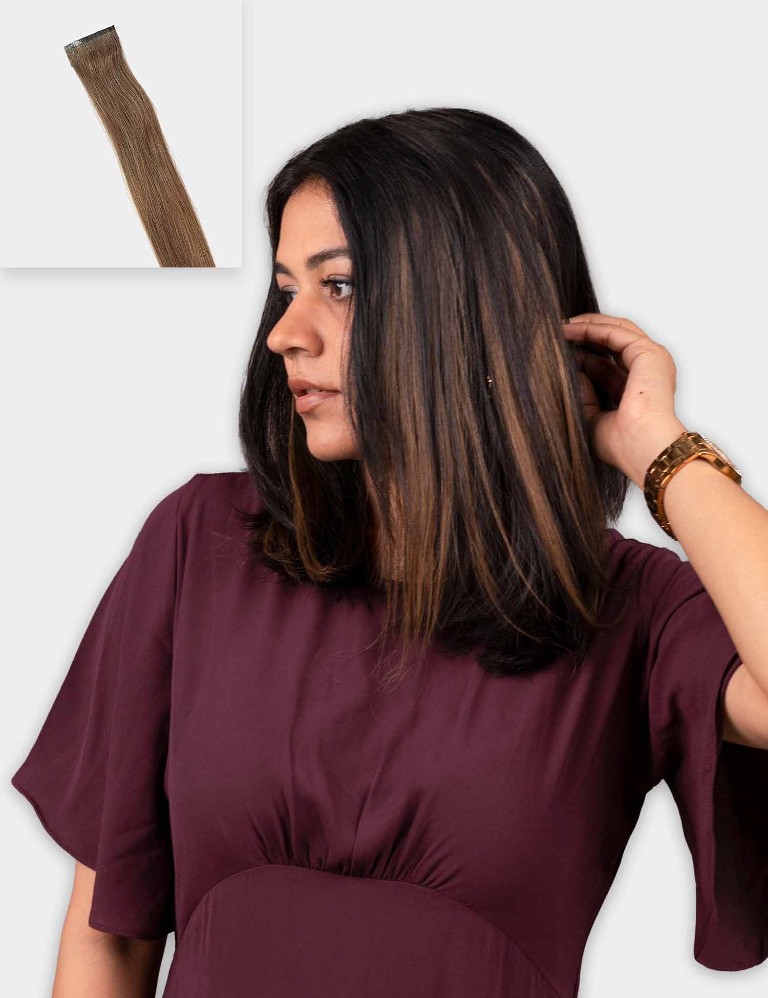 Chocolate brown single clip highlight