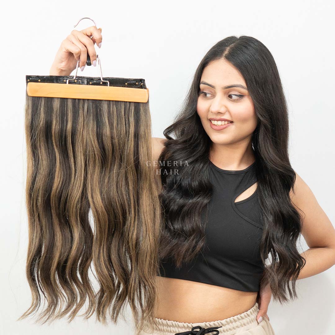 Seamless 3 Piece Set Light Ash Brown Balayage Clip In Volumizer