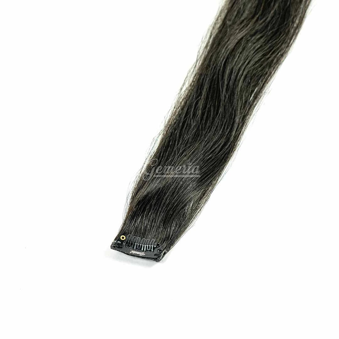 Gemeria hair black single clip highlights - natural straight remy human hair extension piece for instant styling