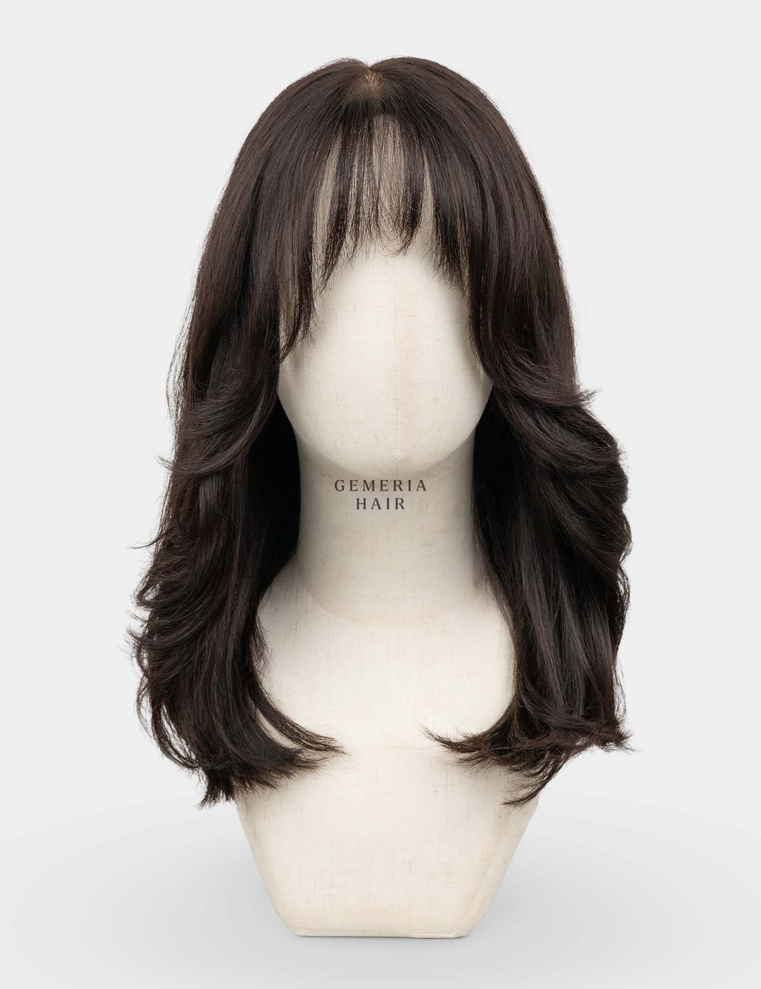 Front view of Dakota Bio-Base full head wig with layered hair