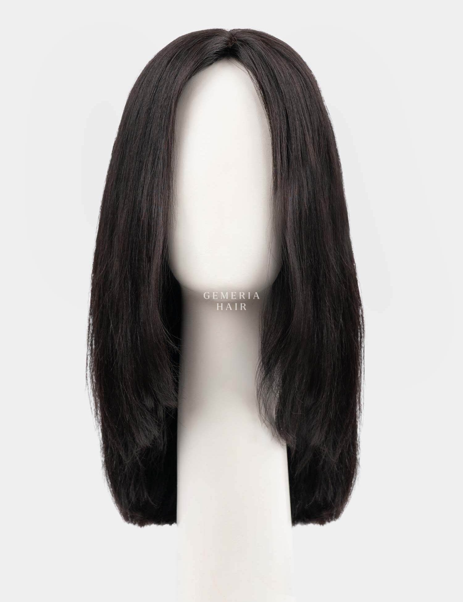 Grace Bio-Base Full Head Wig with straight black hair, front view