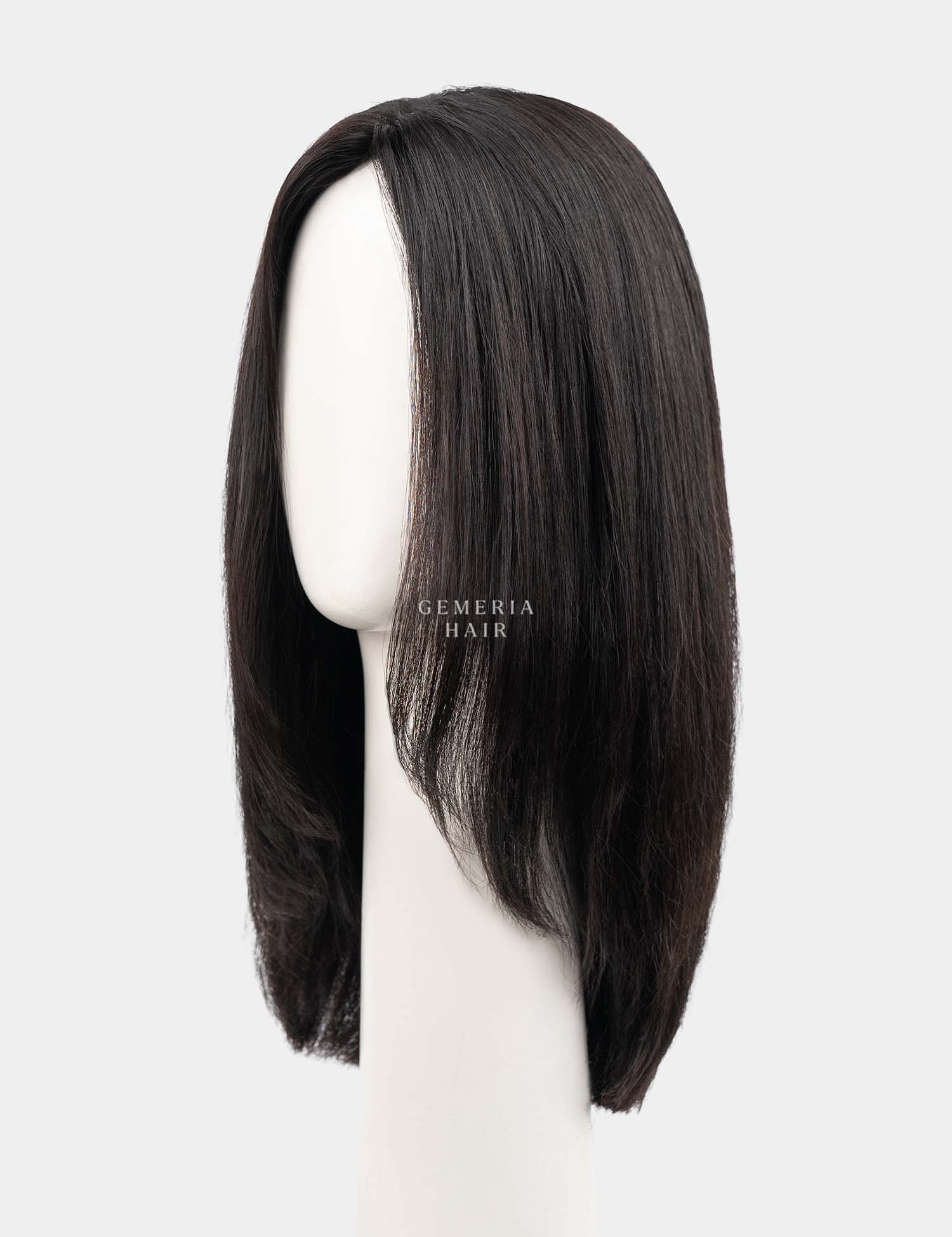 Grace Full Head Wig with Bio-Base in natural black, front side view