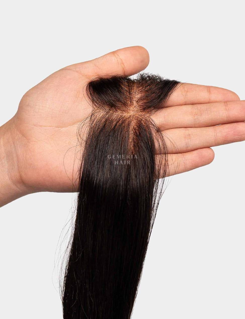 human hair front hairline topper band showing natural scalp finish