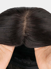 Top view of Lara Bob full head wig showing natural parting detail