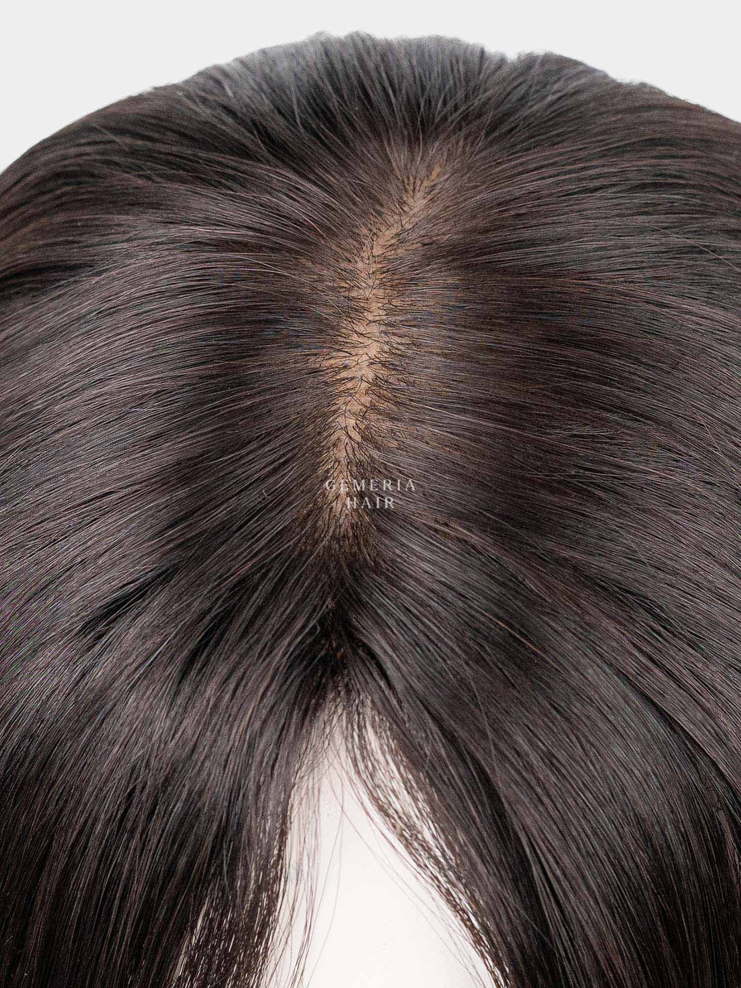 Close-up of Lara Bob Bio-Base wig showing natural scalp appearance