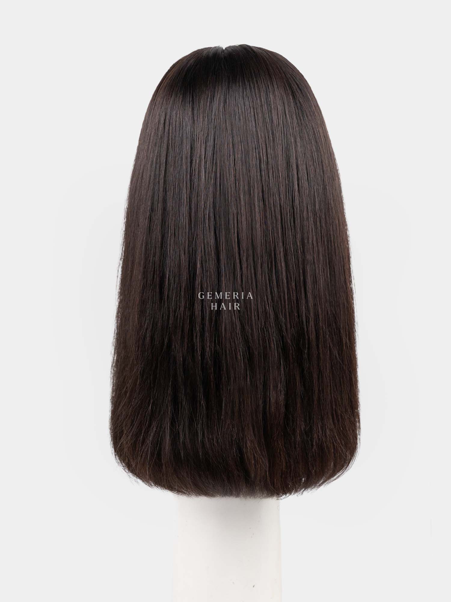 Back view of Lara Bob full head wig showing straight bob length