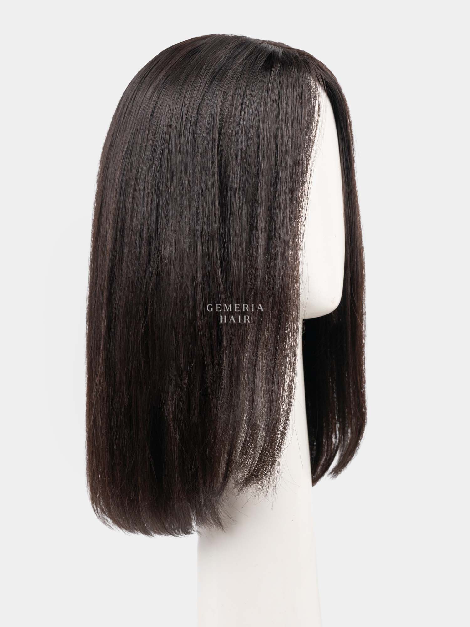 Side view of Lara Bob full head wig with sleek straight hair