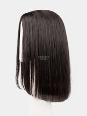 Angled view of Lara Bob Bio-Base wig showing smooth straight finish