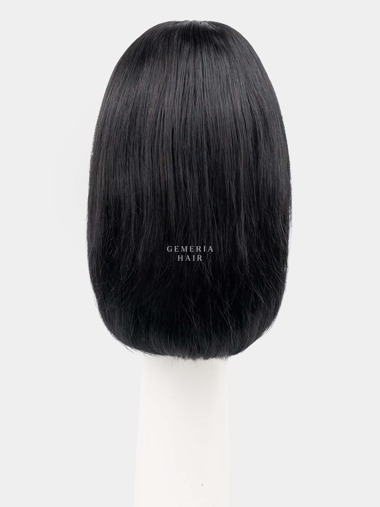 Back view of Luna Bob full head wig showing bob length and volume