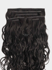 Set of black hair extensions with front  view