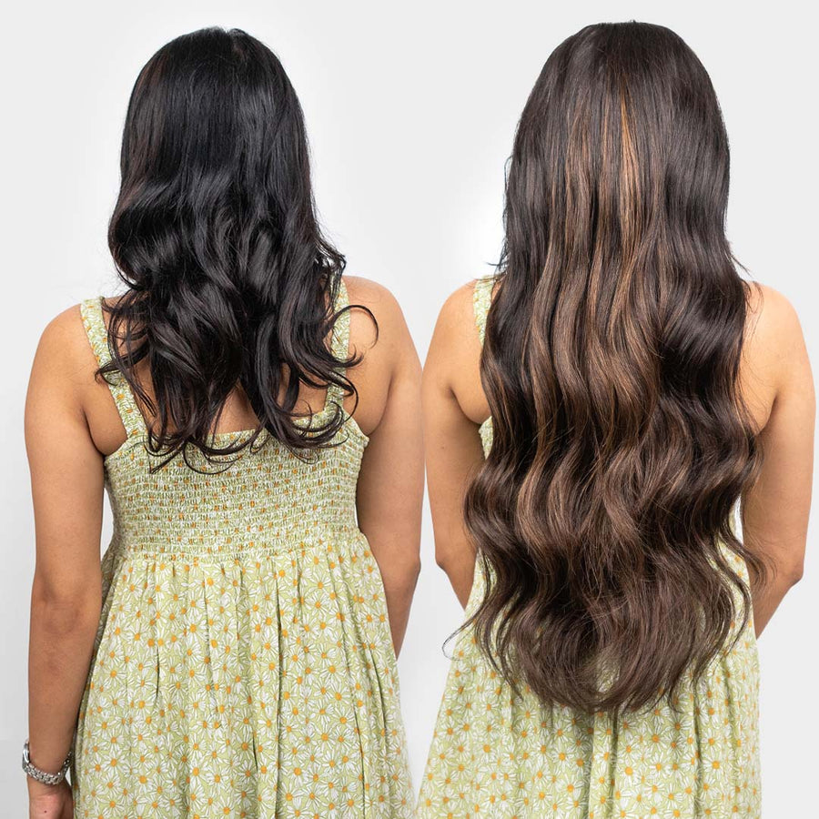 Ash Brown Balayage Half Head Wig Clip Hair Wig For Women