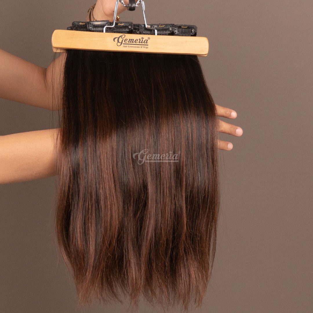 Barrel Brown Balayage | Seamless | 7 Set Clip-In Hair Extensions