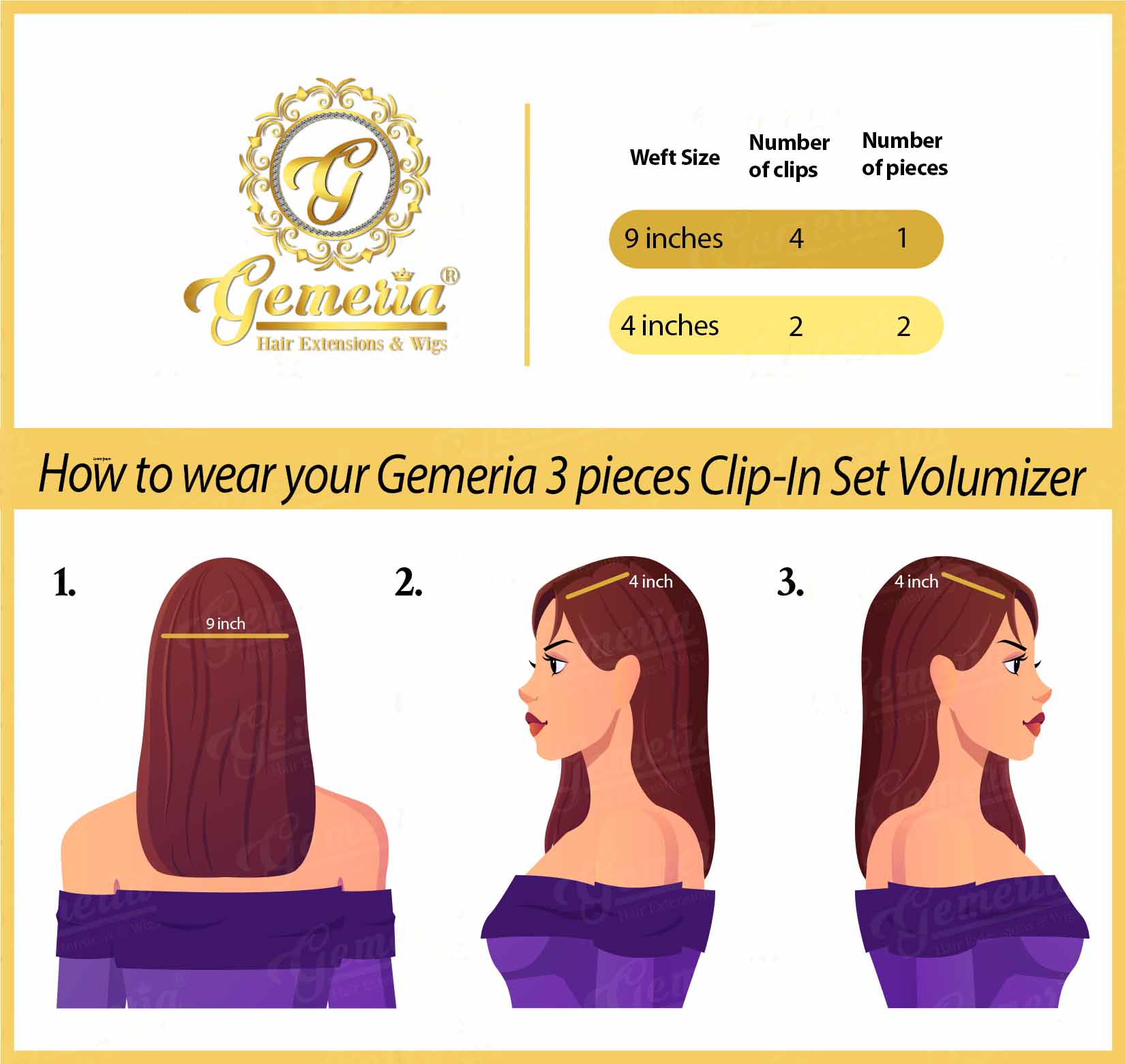 Classic | 3 Piece Set Clip-In Hair Volumizer | Wavy