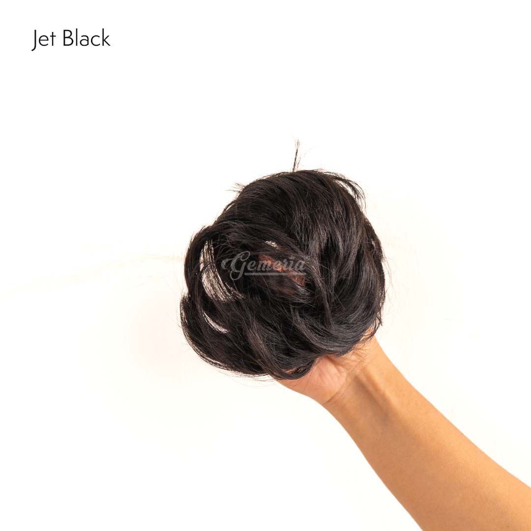 jet black faux scrunchie bun